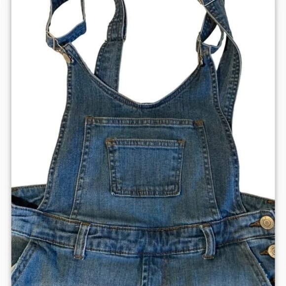 Girls I & M Jeans Distressed Denim Overalls Size L Mid-Rise Adjustable Straps - Picture 2 of 9